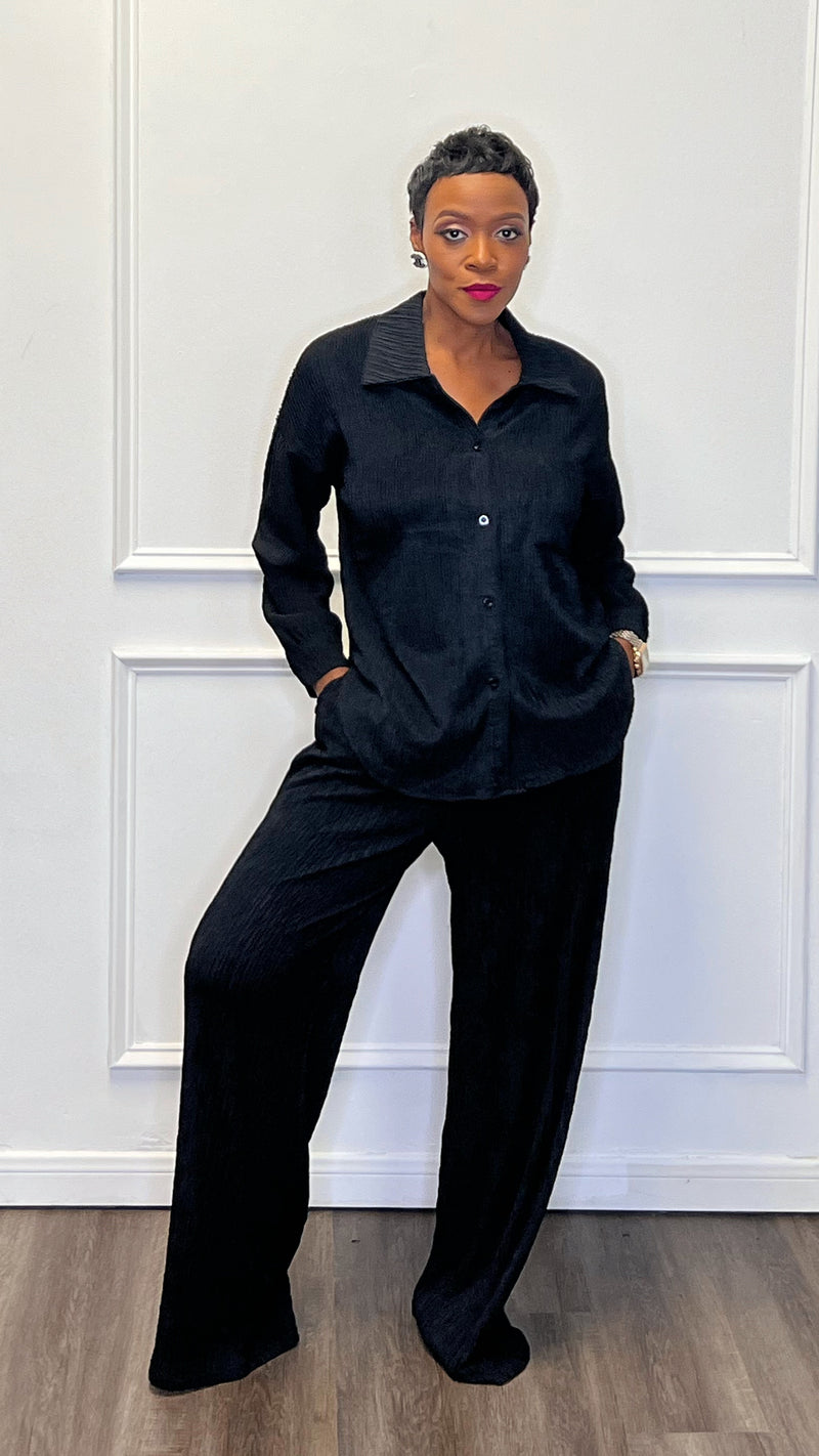 DEAL OF THE DAY: Kelis Crinkled Black Pants Set - FINAL SALE