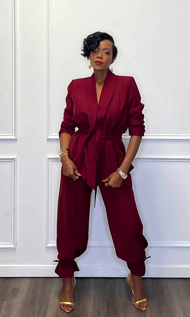 Nicole Burgundy Suit