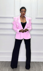 Roxanne Pink Ruffle Blazer