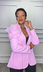 Roxanne Pink Ruffle Blazer