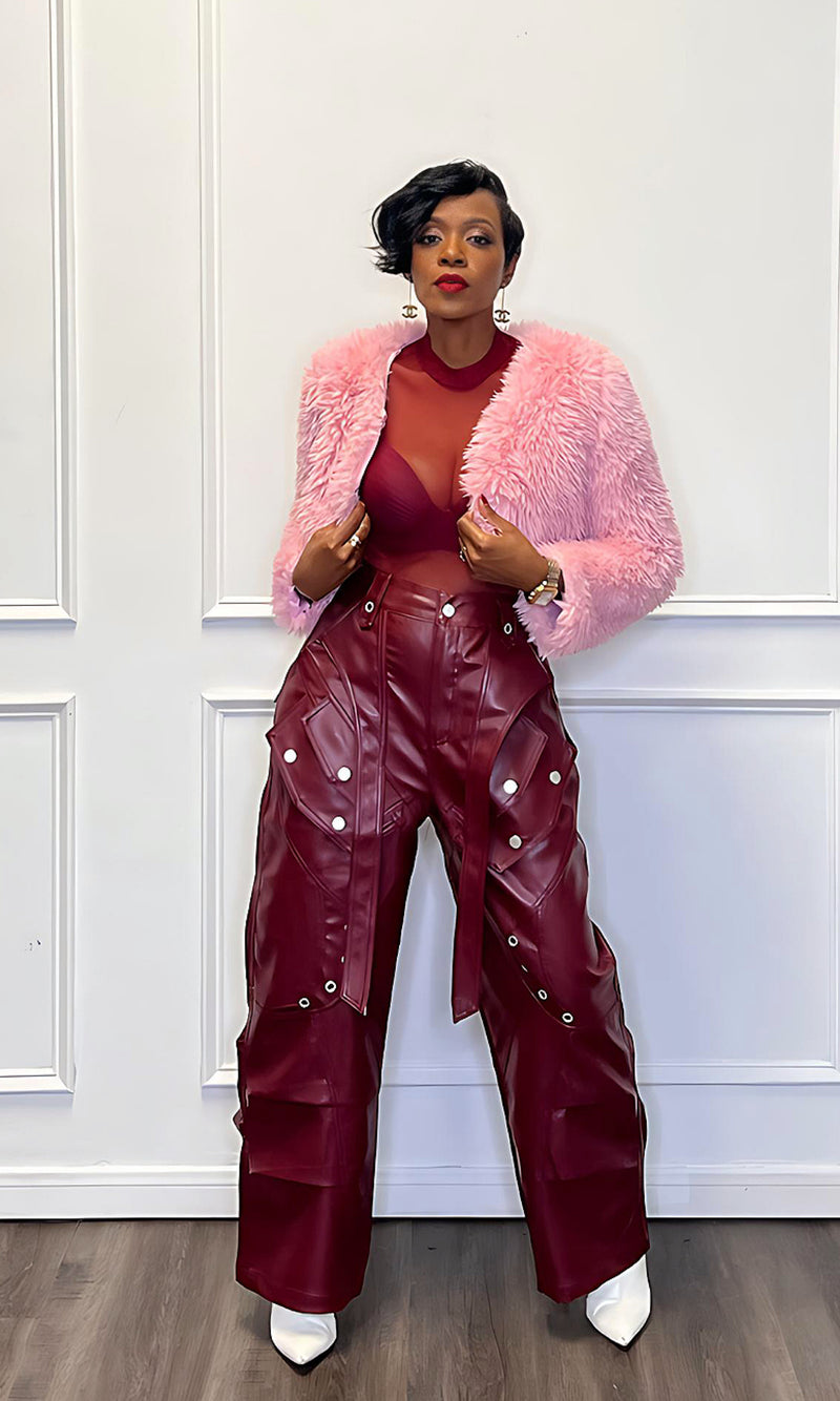 Fancy Furry Pink Cropped Jacket