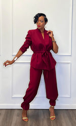 Nicole Burgundy Suit