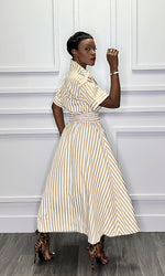 Skylar Striped Fit and Flare Midi Dress:PRE-ORDER:ETA: 9/20/24